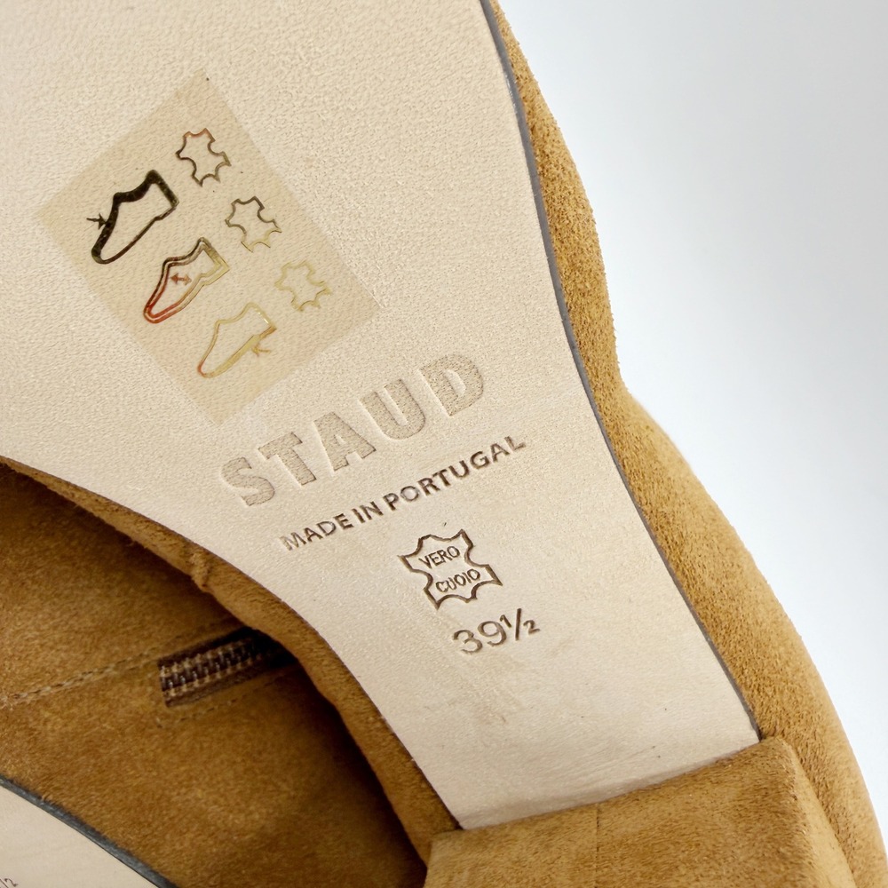 Staud Aimee Short Boot Tan Suede Square Cap Toe Block Heel Women Sz 39.5 / 9.5 - Picture 10 of 11
